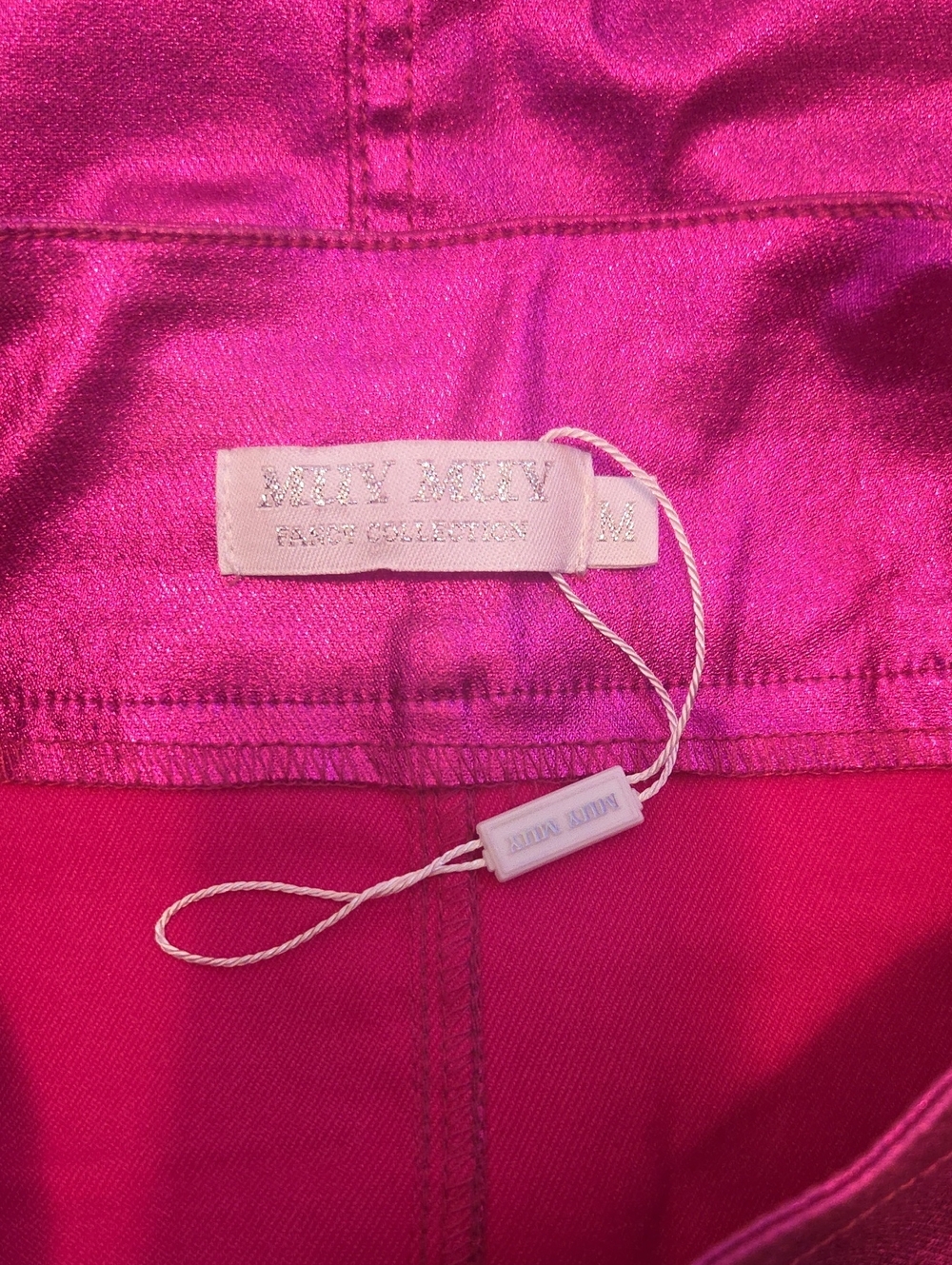 NWT Metallic stretch Pink Pencil Skirt Sz M - Picture 5 of 6